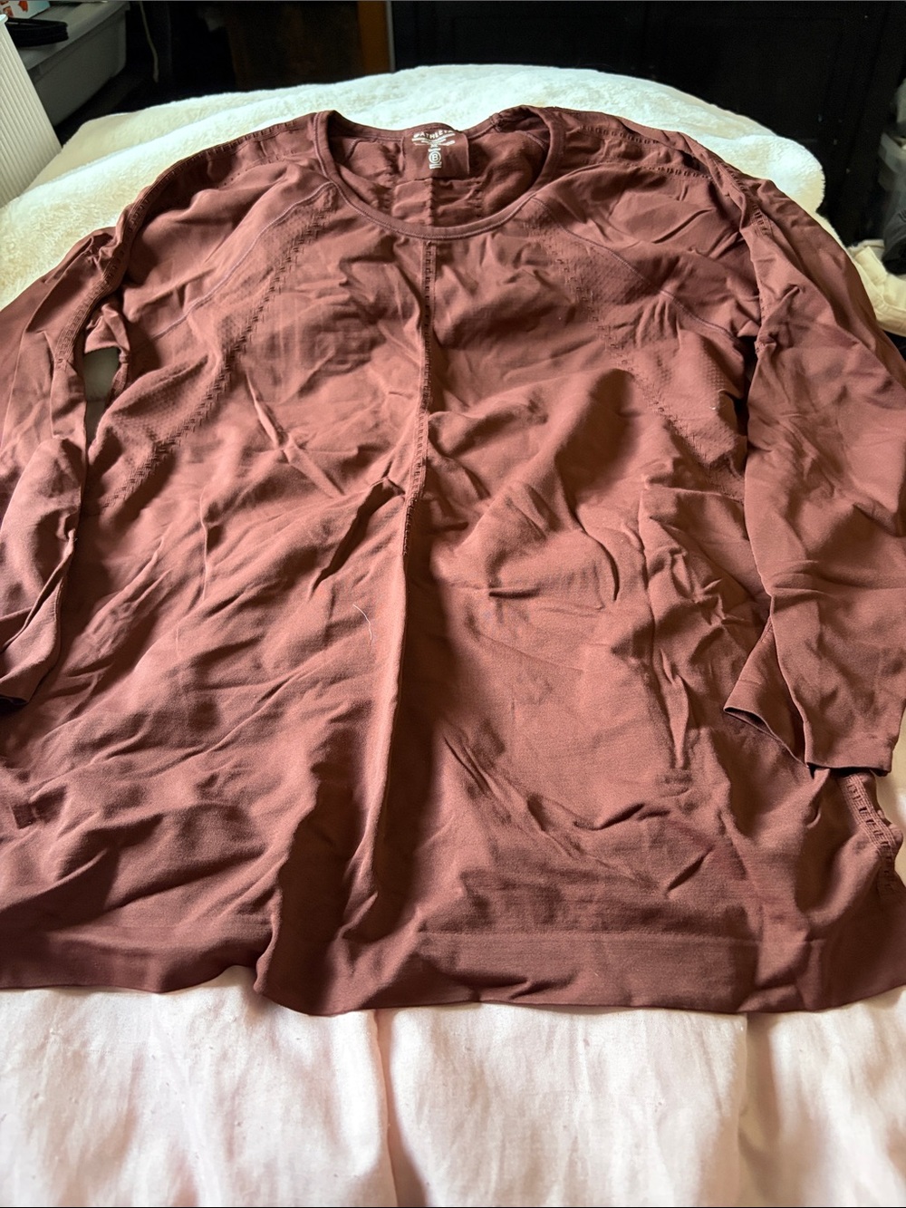 Athleta Long Sleeve Scoop-Neck Top in Rust